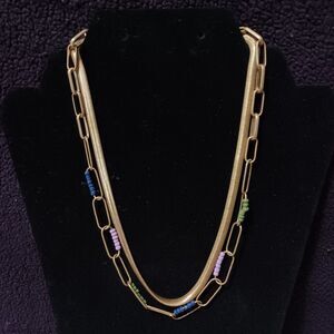 UNIVERSAL THREADS Gold Toned Snake Chain & Paperclip Chain w/ Beads, 16" & 18"